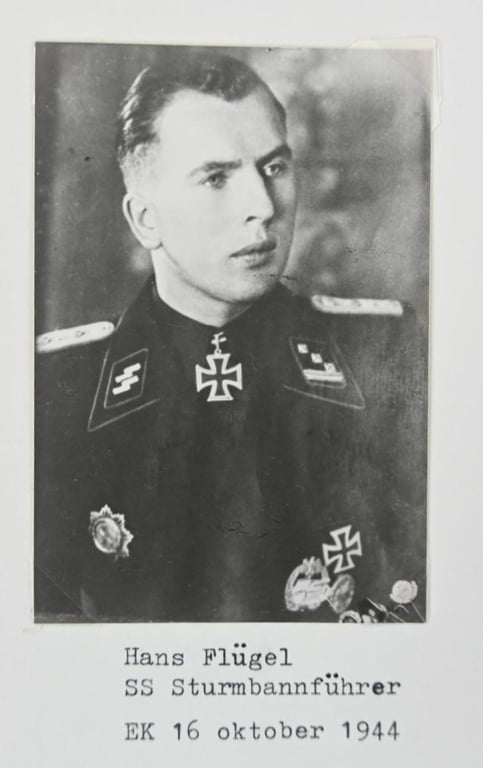 Signature of Waffen-SS Knight's Cross Recipient Hans Flügel