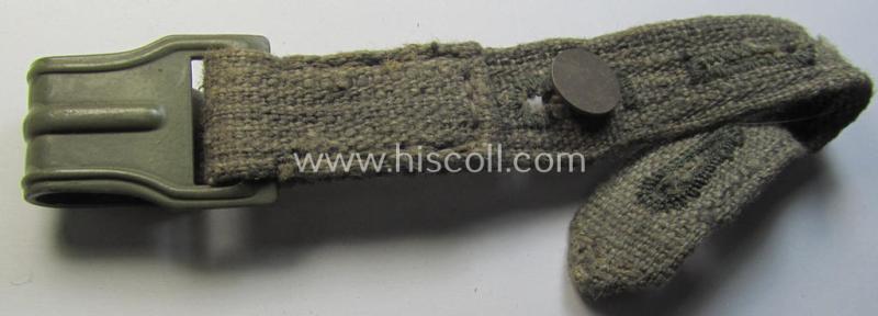 Neat - and not that easily encountered! - replacement carrying-strap (ie. 'Tragelasche für Gasmaskenbuchse') as was specifically intended for usage on the German WWII-period gas-mask-cannisters being a non-maker-marked example