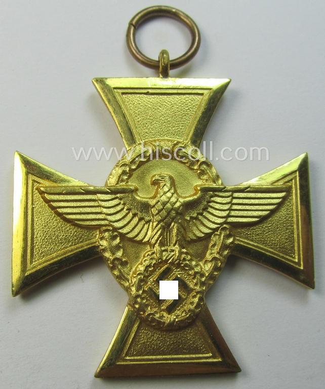 Golden-class, 'Pol.-Dienstauszeichnung 1. Stufe' that comes with its accompanying ribbon (ie. 'Bandabschnitt')