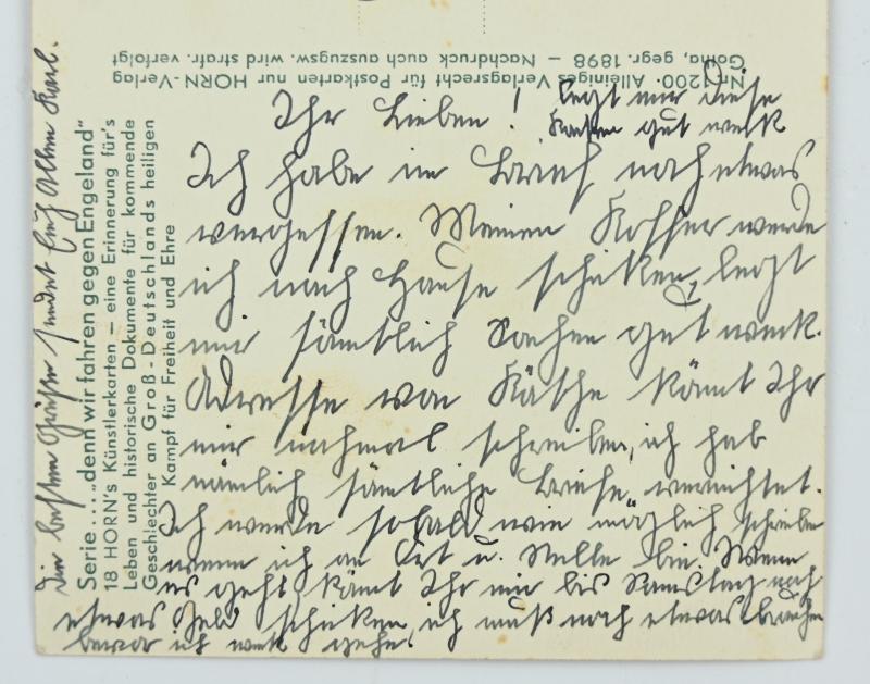 German KM Postcard '..,,Denn wir fahren gegen Engeland!'