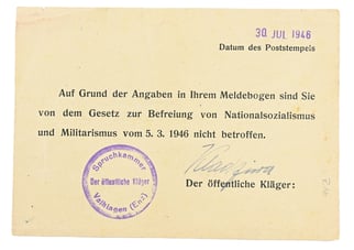 German Certificate of Nazi Clearance