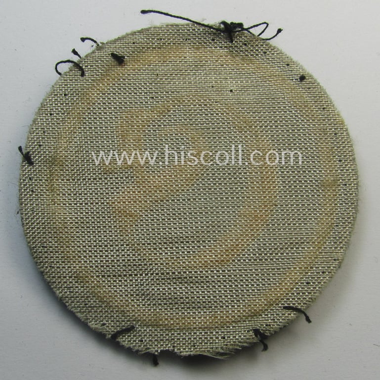 WH (Heeres) so-called: trade- and/or special-career insignia (ie. 'Tätigkeitsabzeichen') as was intended for a: 'geprüfter Schirrmeister' (or: equipment-administration NCO) being a machine-embroidered 'variant'