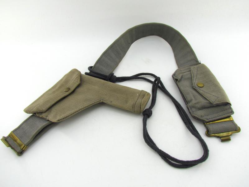 British WWII RAF Blue Web Pistol Holster, Ammo Pouch & Belt Set
