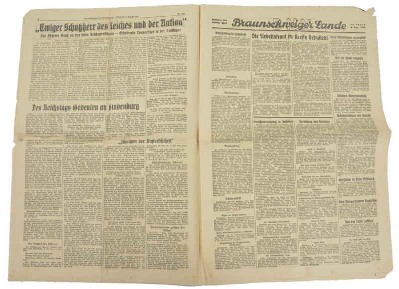 German Newspaper 'Braunschweiger Neueste Nachrichten' 1934