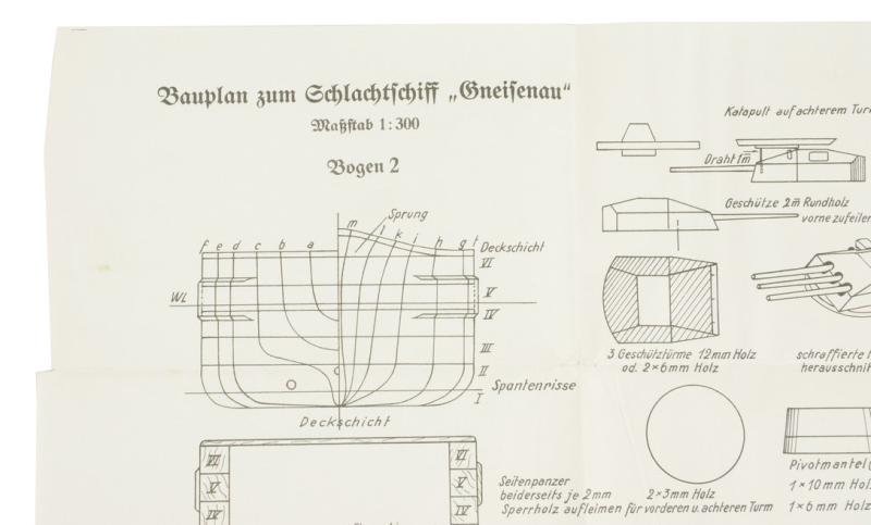 German Woodworkers Scale Plan 'Battleship Gneisenau'
