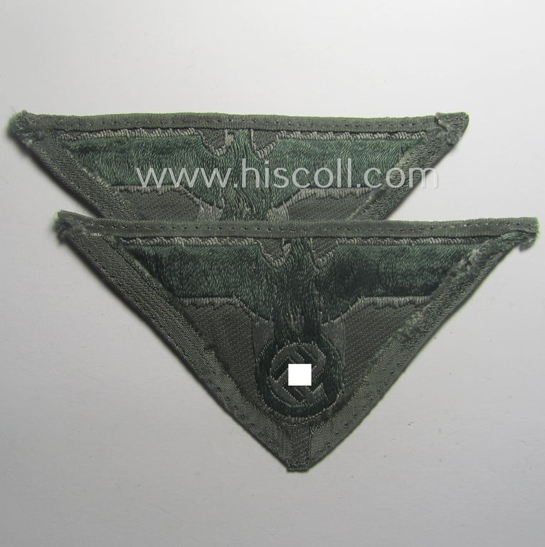 Truly used, later-war-period WH (Heeres) so-called: 'M44'-pattern- and/or: trapezoid-shaped breasteagle (ie. 'Brustadler für Manns. u. Uffz.') showing an interwoven 'BeVo-Wuppertal'-makers'-designation
