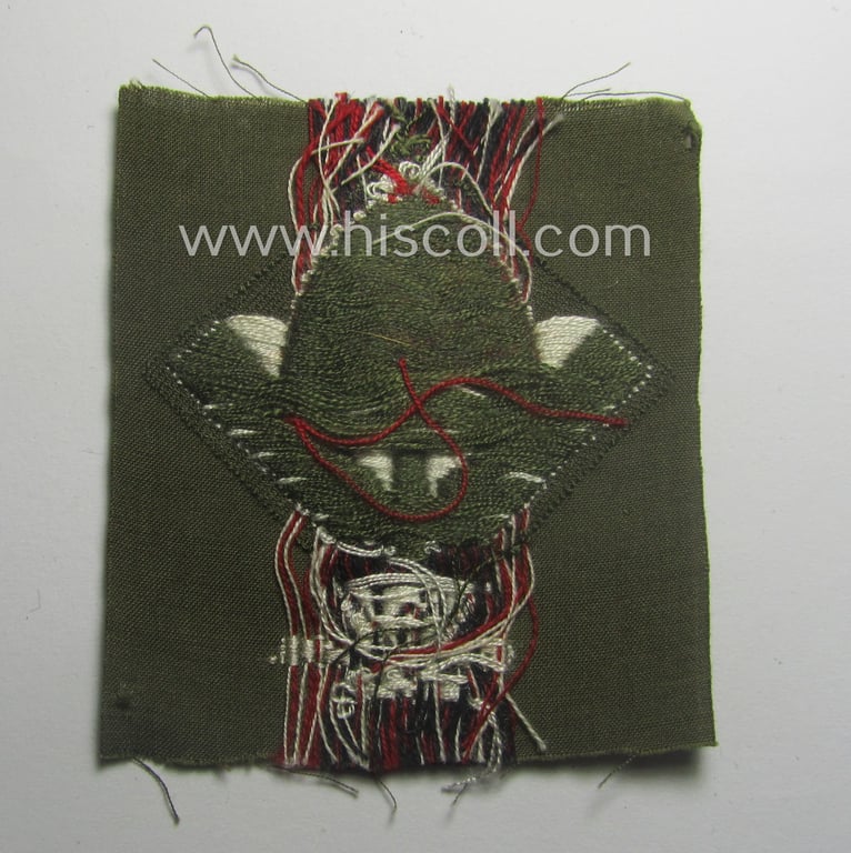 'BeVo'-woven: RAD (ie. 'Reichsarbeitsdienst') EM- (ie. NCO-) type cap-badge ('Mützenabz. für Schiffchen')