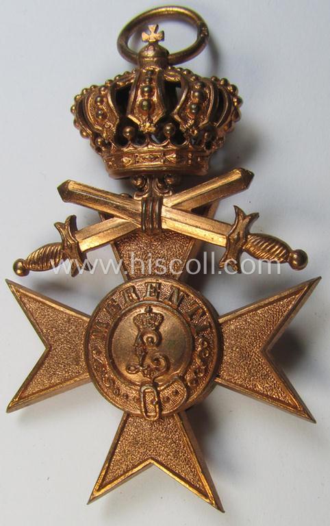 Attractive - and simply never used! - (pre)WWI-period: 'Bayern Militär-Verdienstkreuz 3. Klasse mit der Krone u. Schwertern' being a very nicely preserved example that came still packed in its piece of thin-shaped 'wrapping-paper' as found