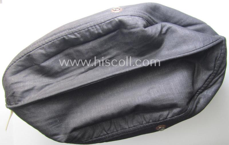 Darker-greyish-blue-coloured, so-called: German Red Cross (ie. 'Deutsches Rotes Kreuz' or: 'DRK' EM- (ie. NCO-) type side-cap (ie. 'Schiffchenmütze für Mannschaften u. Uffz. des deutschen Rotes Kreuzes')