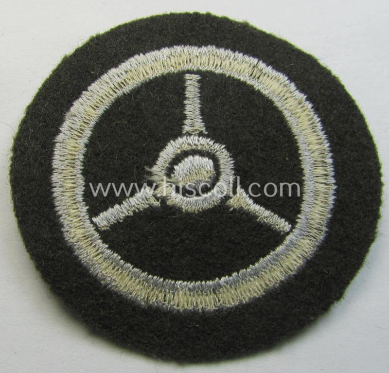 Attractive - and truly scarcely found! - 'TeNo'- (= 'Technische Nothilfe'-) so-called: trade- ie. special-career-patch as was specifically intended for staff-members acting as: 'Kraftfahrer' (ie. truck-driver)