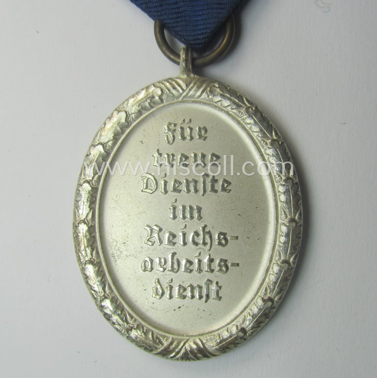 RAD (ie. 'Reichsarbeitsdienst') so-called: 'Dienstauszeichnung 3. Stufe für Männer' (as was intended for 12 years loyal-service) and that came mounted onto its period (albeit shortened) piece of ribbon (ie. 'Bandabschnitt')