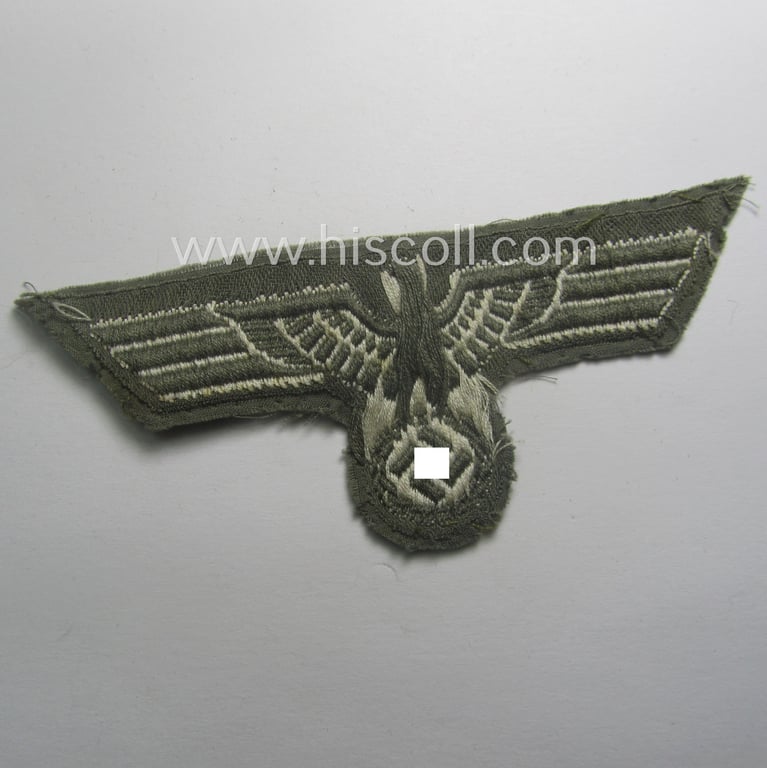 WH (Heeres) early- (ie. pre)-war-period- and/or greyish-white-coloured breast-eagle of the so-called: 'M37-pattern' (ie. 'Brustadler für Mannschaften u. Uffz.') as was executed in the neat 'BeVo'-weave pattern