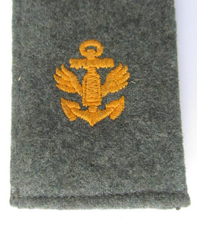 Neat - albeit regrettably single - 'cyphered'- (and IMO early- ie. mid-war-period-) WH (Kriegsmarine) enlisted-mens'-type shoulderstrap, as was intended for a: 'Soldat eines Küsten-Artillerie-Regiments' 