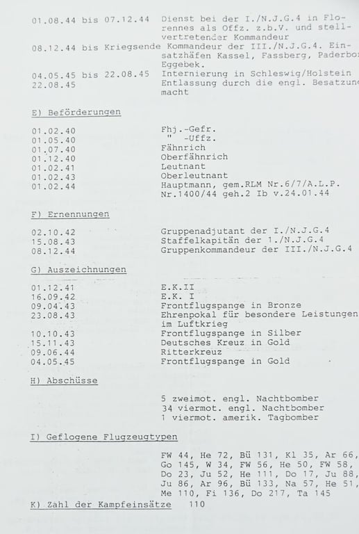 Signature of Luftwaffe KC Recipient 'Ludwig Meister'