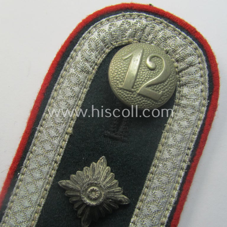 Single, WH (Heeres) neatly 'cyphered', early-war-period- (ie. 'M40'-) pattern NCO-type shoulderstrap as was intended for an: 'Oberwachtmeister des Artillerie-Rgts. 177'