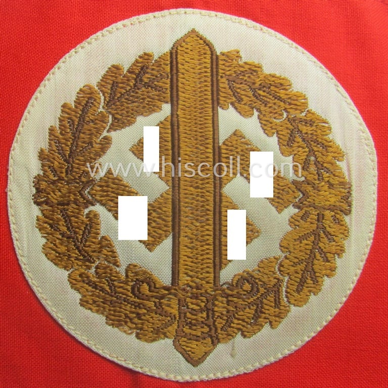 Linnen-based armband (ie. 'Armbinde') as was intended for usage by the staff of the: 'SA-Wehrmannschaften' (being a hardly ie. never used example that still shows its period-attached so-called: 'RzM'-etiket)