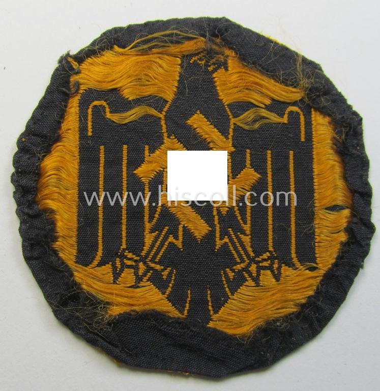 Neat, sportshirt-patch as executed in neat 'BeVo'-weave pattern, as was used by the members of the: 'Nationalsozialistischer Reichsbund für Leibesübungen' (ie. 'N.S.R.L.')
