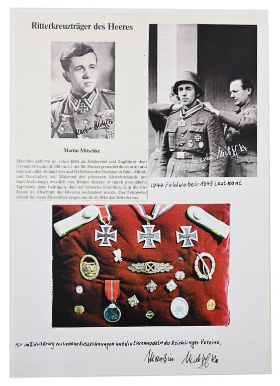 Signature of Wehrmacht Heer KC Recipient 'Martin Mitschke'