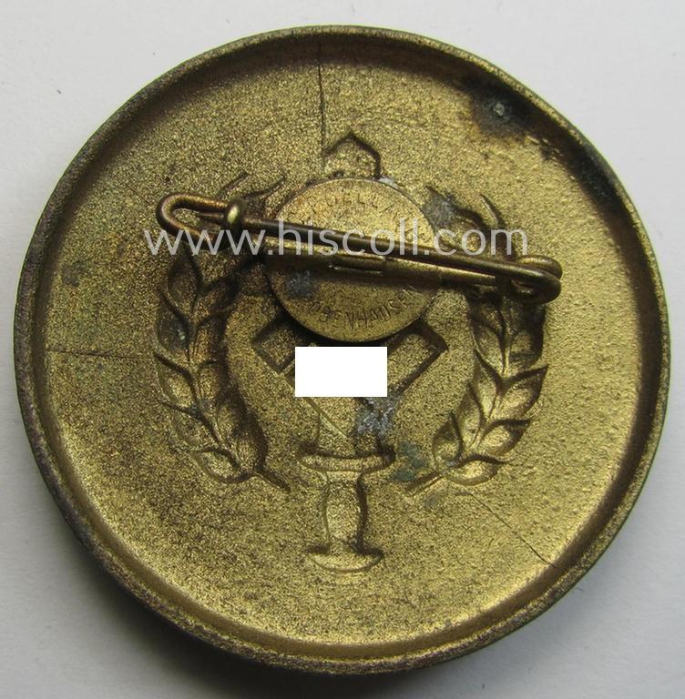 'Reichsnährstand'- (ie. 'RNSt.'-) related commemorative brooch ('Brosche') being a maker- (ie. 'C. Poellath'-) marked example showing the text: 'Kriegserntedank an die Bauerin - Landesbauernschaft Bayern'