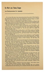 German Third Reich Thema Flyer 'Goebbels'