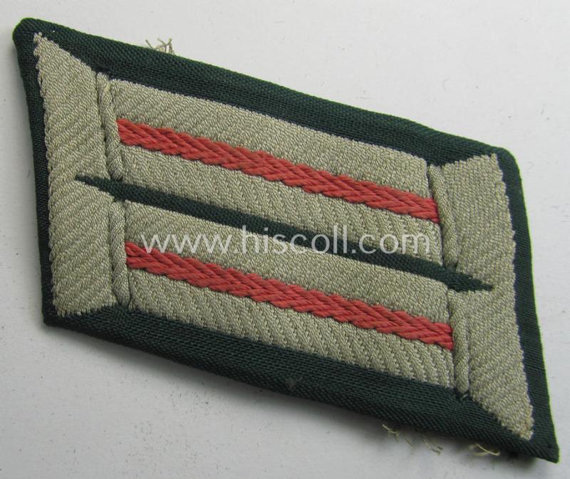 Superb, pair of WH (Heeres) later-war-pattern, officers'-type collar-tabs (ie. 'Kragenspiegel für Offiziere') as entirely executed in 'BeVo'-weave pattern as was intended for an officer serving within the: 'Panzer- o. Panzerjäger-Truppen'