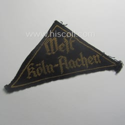 Truly worn, 'HJ' ('Hitlerjugend') district-triangle (ie. 'Gebietsdreieck') entitled:...