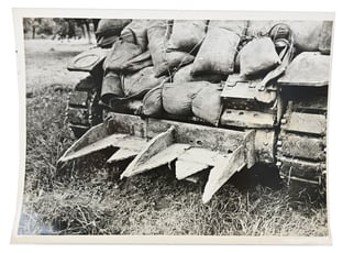 US WW2 Press Photo 'Hedgerow Plow'
