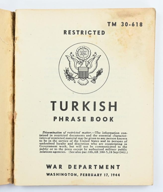 US WW2 Turkish Phrase Book