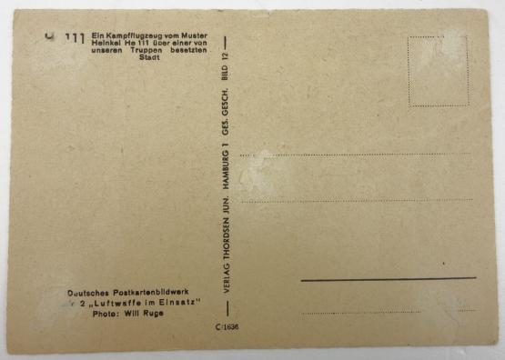 German Postcard Heinkel HE 111 Bomber