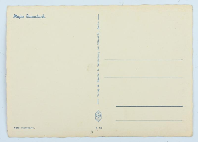 German LW Portrait Postcard 'Major Baumbach'