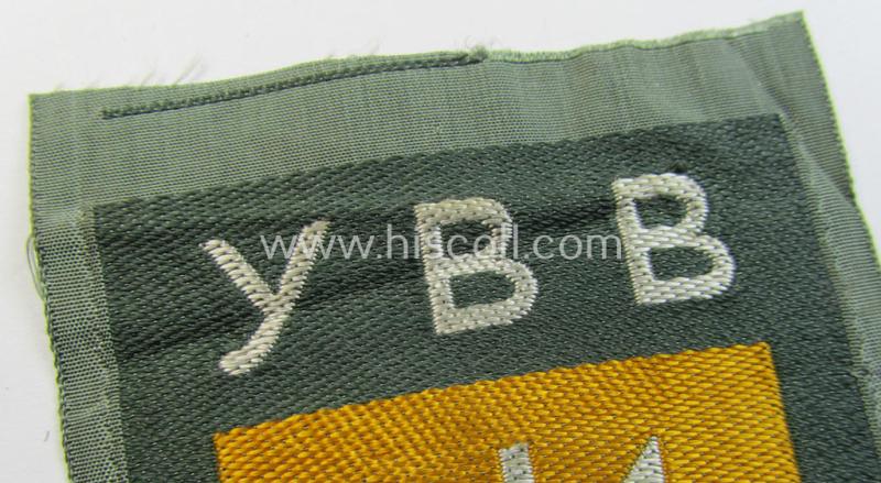 Attractive, 'BeVo'-type armshield entitled: 'YBB' (being a 'virtually mint- ie. unissued' example piece as intended for a volunteer who served within the 'Deutsche Wehrmacht' ie. within the 'Ukrainisches Legion')