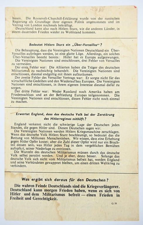 Allied WW2 Droppingsflyer 'Nach Hitlers Sturz'