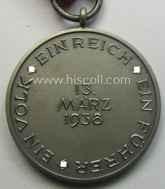 WH Austrian-occupation- (ie. 'Anschluss'-) medal: '13. März 1938' being a very attractive (and hardly tarnished) example that comes stored in its bright-red-coloured- and/or typical non-maker-marked etui as issued