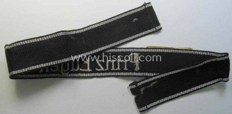 Superb - and never used! - Waffen-SS EM/NCO-pattern cuff-title, depicting the machine- embroidered 'Latin'-script text as was intended for a soldier of the: '7. SS-Freiwilligen Gebirgs-Division "Prinz Eugen"
