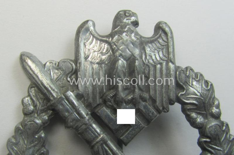 'Infanterie Sturmabzeichen in Silber' (or: silver-class infantry-assault-badge ie. IAB) being a non-maker-marked, so-called: 'solid-back-example as was (I deem) produced by the: 'R.A. Karneth u. Söhne'-company