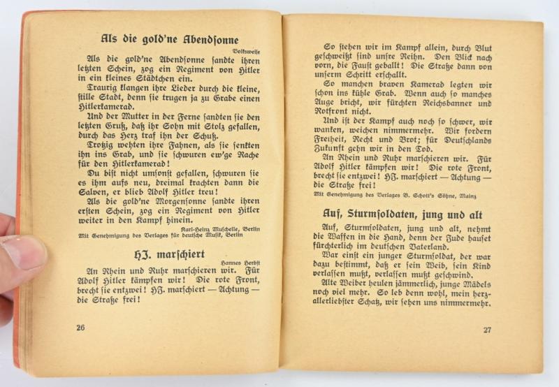German HJ Songbook 'Uns geht die Sonne nicht unter'