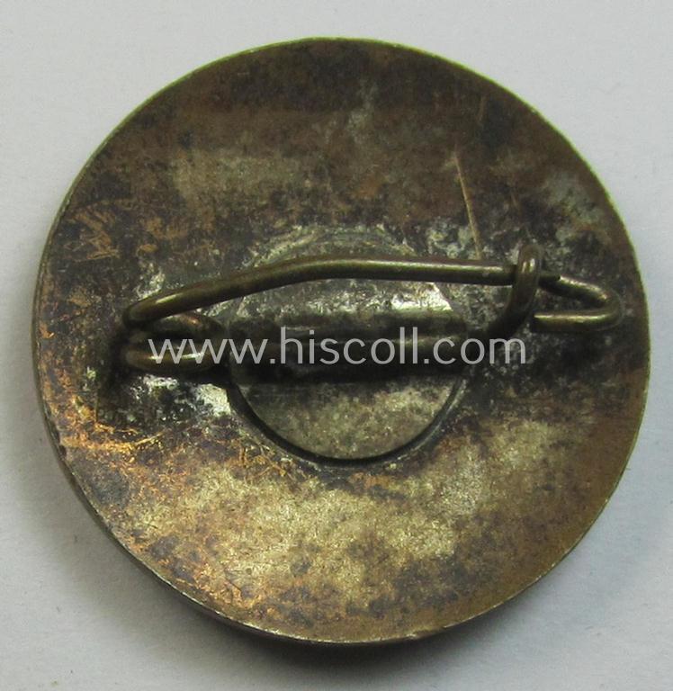 Superb - darker-red-coloured and very nicely preserved! - so-called: 'N.S.D.A.P.'-supporter-pin- ie. party-badge (or: 'Parteiabzeichen') being a smaller-sized specimen that it totally void of a makers'-designation