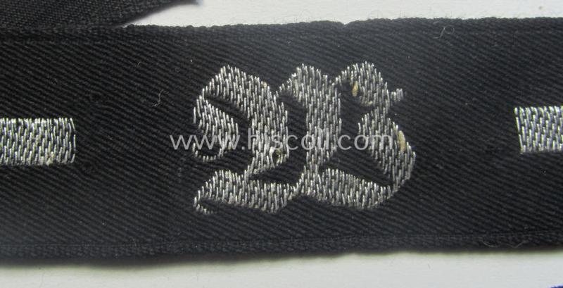 RAD (ie. 'Reichsarbeitsdienst') officers'-pattern, commemorative cuff-title (ie. 'Dienstärmelstreifen für Offiziere') depicting a capital 'W'-character (as was intended for commissioned-staff working on the various 'Westwall'-fortifications)