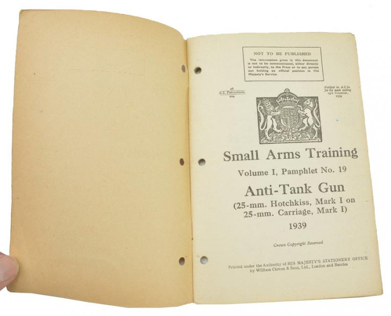 British WW2 Small Arms Training Manual Anti-Tank Gun