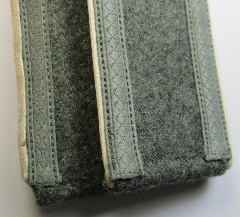 Attractive - albeit minimally mis-matched - pair of WH (Heeres) NCO-type (ie. 'M40-/M43'-pattern) shoulderstraps as piped in the white- (ie. 'weisser'-) coloured branchcolour as was intended for usage by an: 'Unteroffizer eines Infanterie-Regime...