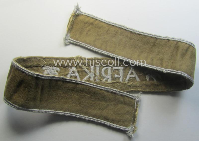 WH cuff-title (ie. 'Ärmelstreifen') entitled: 'Afrika' (being a totally non-shortened example that comes in an overall very nice- (ie. issued and clearly worn ie. once tunic-attached-), condition