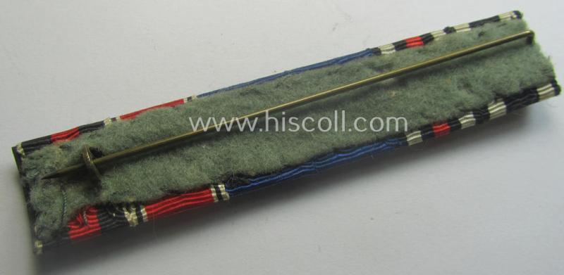 Superb, 6-pieced, WWI- (ie. WWII and/or TR-) period ribbon-bar (ie. 'Feld- o. Bandspange') showing various WWII-period awards (amongst which a WWI-period EK with 'Wiederholungsspange' and a Czech 'Anschluss'-medal with attached 'PB'-bar)