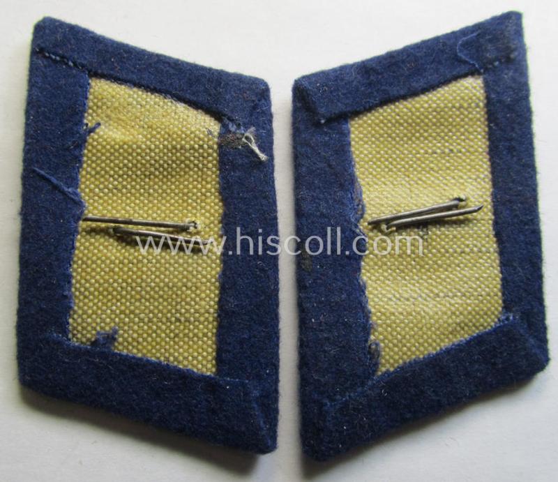 Neat - and fully matching! - pair of WH (Luftwaffe) darker-blue-coloured, EM- (ie. NCO-) type collar-patches (ie. 'Kragenspiegel') as was intended for usage by a member within a: 'LW-Sanitäter'-regiment ie. unit
