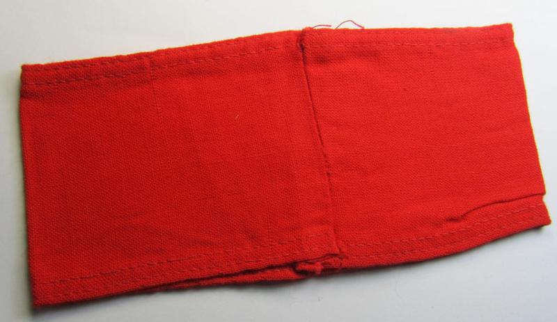 Attractive - and scarcely found! - EM- (ie. NCO-) pattern, 'Reichsluftschutzbund' (ie. 'RLB'-) service-armband showing a period-attached capital 'W'-character as was intended for usage by a member serving as an: 'RLB-Wache'