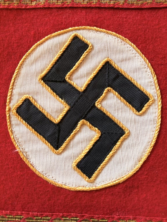 GERMAN WWII AUTHENTIC POLITICAL LEADERS NSDAP THIRD REICH GAU LEVEL ARMBAND WITH RZM PAPER TAG.