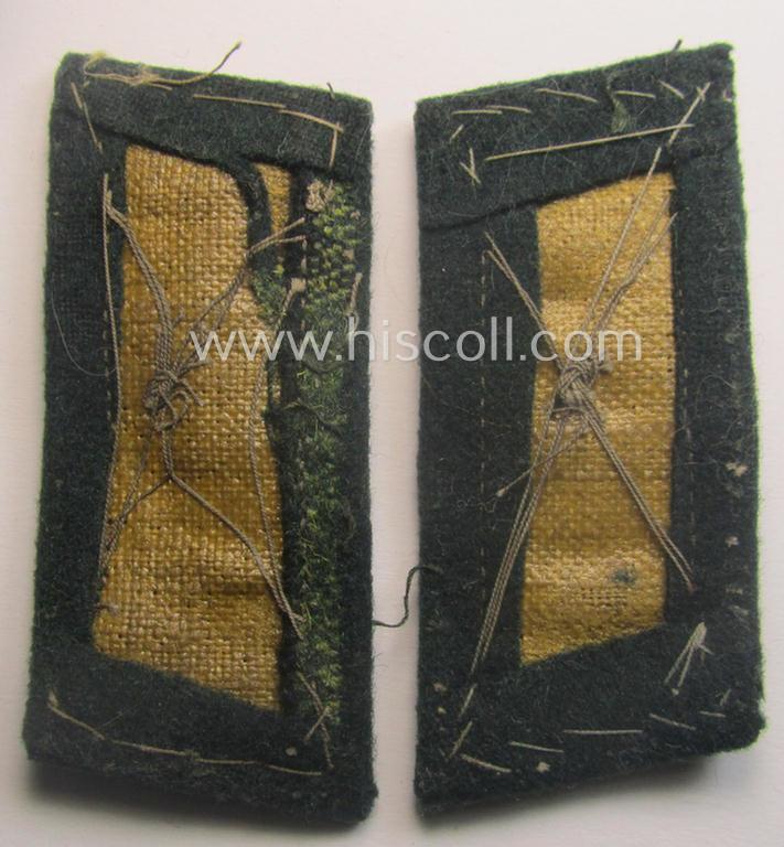 Fully matching pair of pre- (ie. early-war-) period WH (Heeres) 'M36' (ie. 'M40'-) type collar-patches (ie. 'Einheitskragenspiegel') as piped in bright-yellow-coloured branchcolour as intended for usage by a: 'Soldat der Nachrichten-Trpn.'
