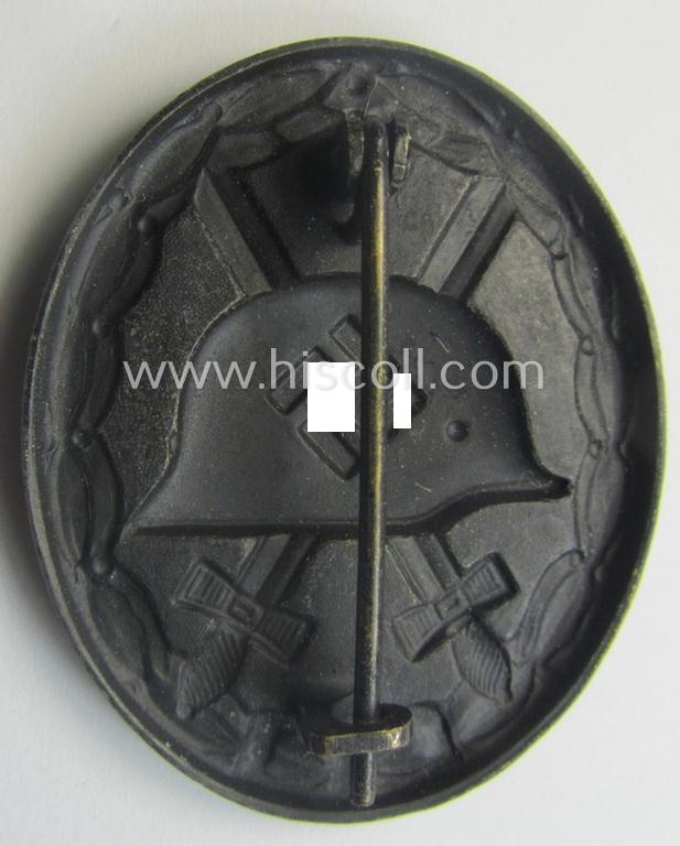 Minimally used- and/or worn black-class wound-badge (or: 'Verwundeten-Abzeichen in Schwarz') being a typical non-magnetic and/or non-maker-marked example