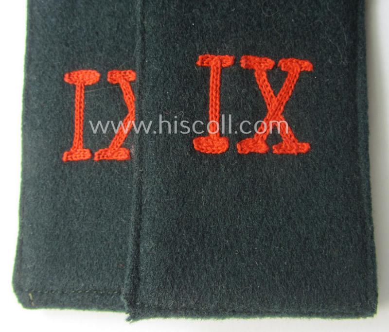 Pair of WH (Heeres) 'M36- o. M40'-type'- and neatly 'cyphered' EM-type shoulderstraps as was intended for usage by a: 'Soldat des Wehr-Ersatzdienstelle im Wehrkreises IX'