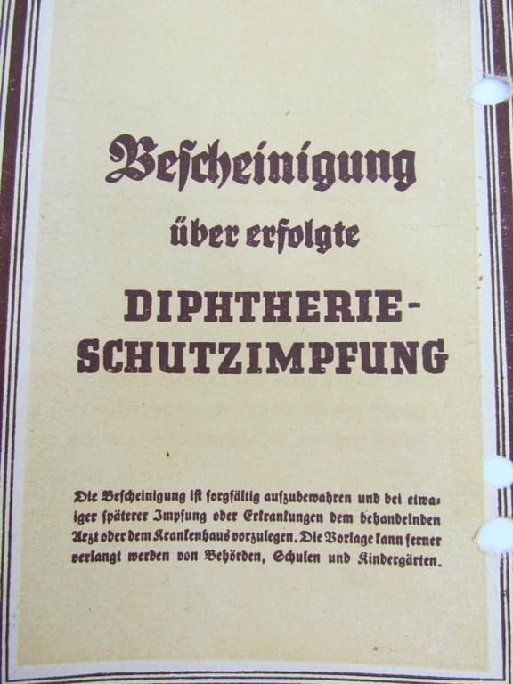 Diphtheria vaccination certificate by name