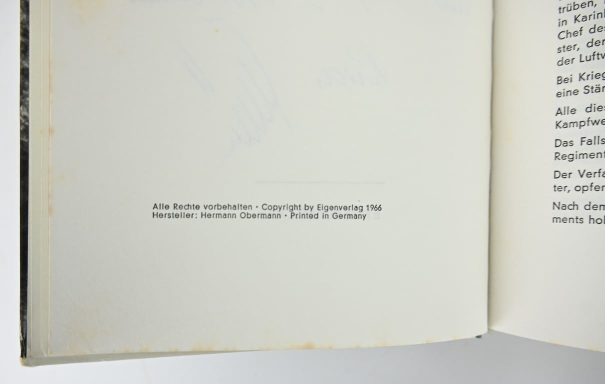 German Signed Book ''Sacrifice of the German Fallschirmjäger - Normandy - Ardennes''